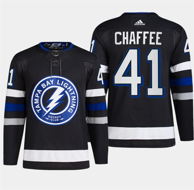 Personalized Men’s Tampa Bay Lightning #41 Mitchell Chaffee Black Alternate Premier Breakaway Stitched Jersey