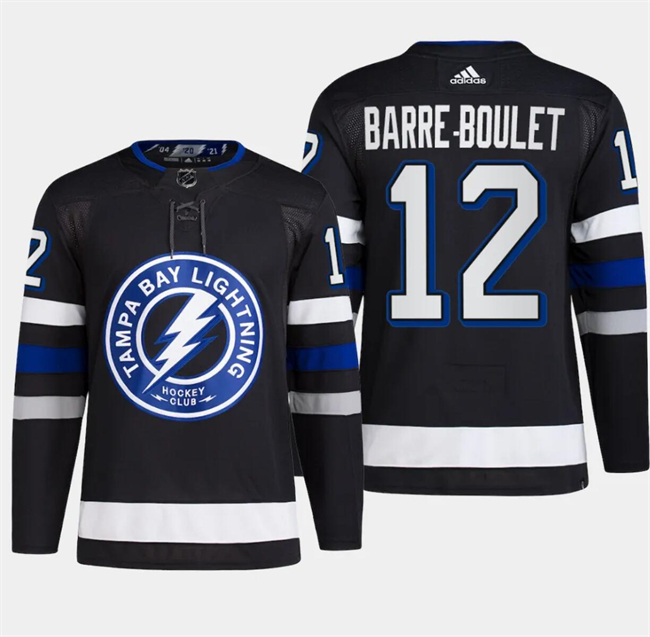Personalized Men’s Tampa Bay Lightning #12 Alex Barre-Boulet Black Alternate Premier Breakaway Stitched Jersey