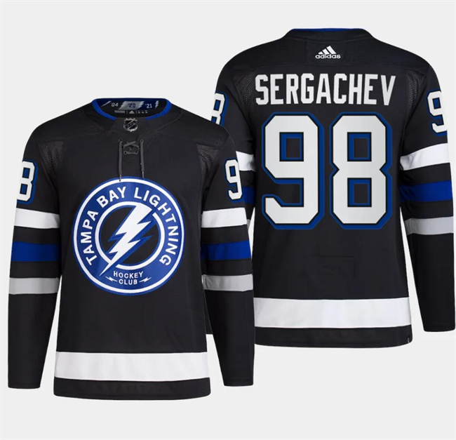 Personalized Men’s Tampa Bay Lightning #98 Mikhail Sergachev Black Alternate Premier Breakaway Stitched Jersey