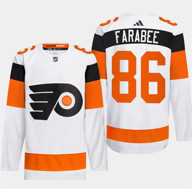 Personalized Men’s Philadelphia Flyers #86 Joel Farabee White 2024 Stadium Series Stitched Jersey
