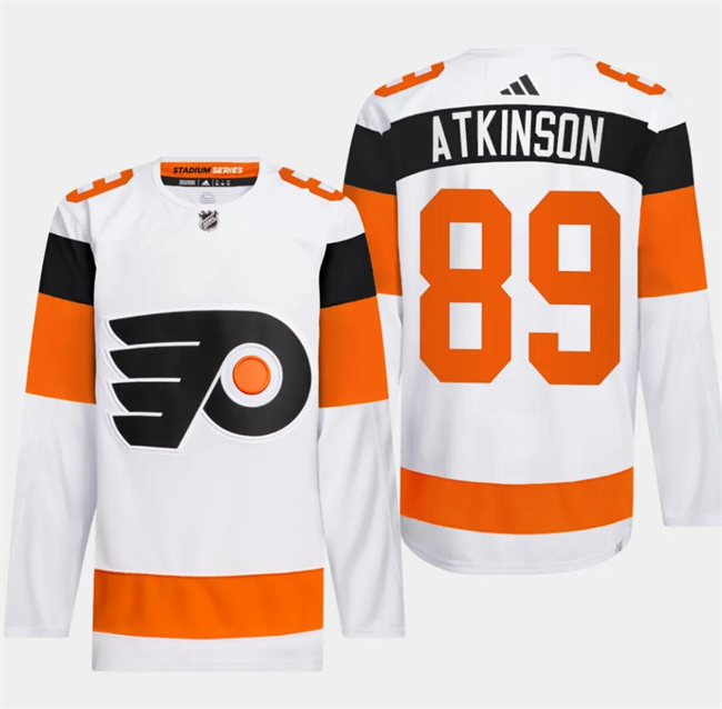 Personalized Men’s Philadelphia Flyers #89 Cam Atkinson White 2024 Stadium Series Stitched Jersey