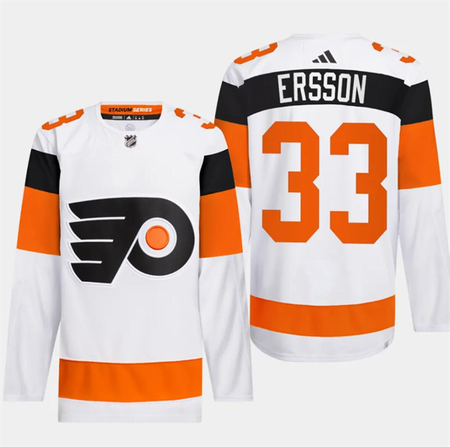 Personalized Men’s Philadelphia Flyers #33 Samuel Ersson White 2024 Stadium Series Stitched Jersey