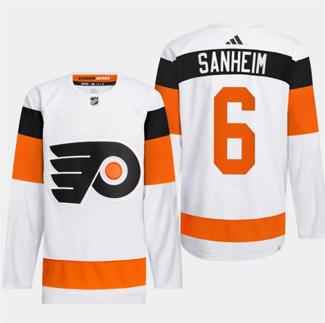 Personalized Men’s Philadelphia Flyers #6 Travis Sanheim White 2024 Stadium Series Stitched Jersey