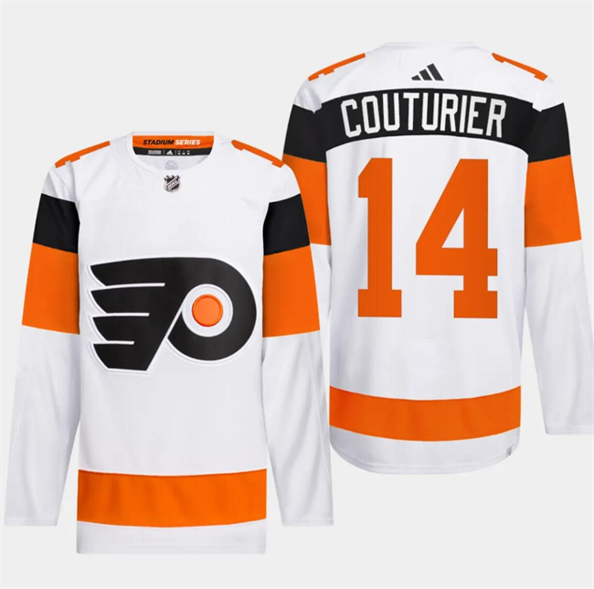 Personalized Men’s Philadelphia Flyers #14 Sean Couturier White 2024 Stadium Series Stitched Jersey