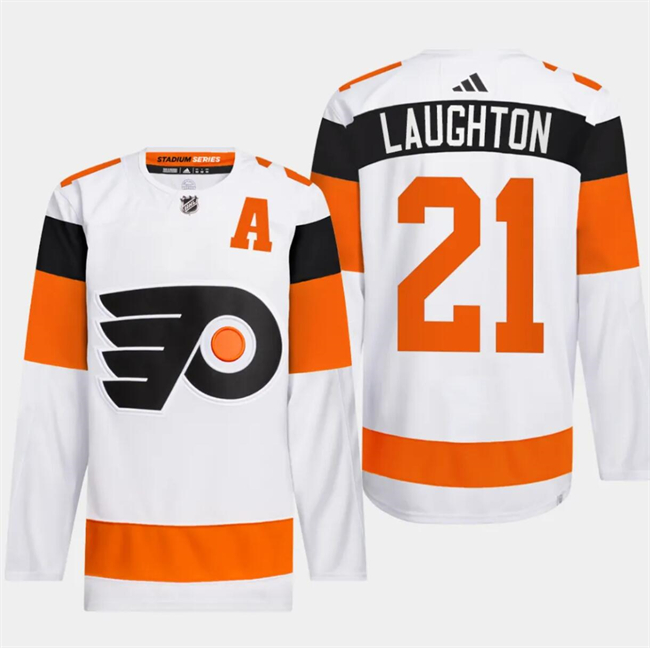 Personalized Men’s Philadelphia Flyers #21 Scott Laughton White 2024 Stadium Series Stitched Jersey