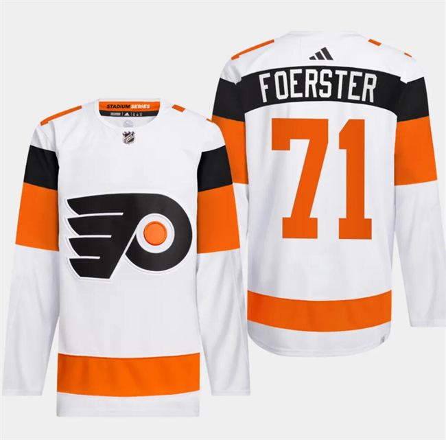 Personalized Men’s Philadelphia Flyers #71 Tyson Foerster White 2024 Stadium Series Stitched Jersey