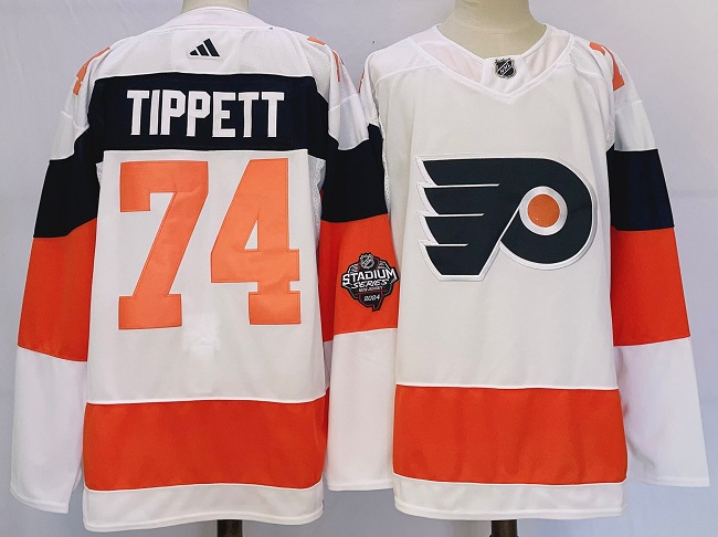Personalized Men’s Philadelphia Flyers #74 Owen Tippett White 2023-2024 Stadium Series Stitched Jersey