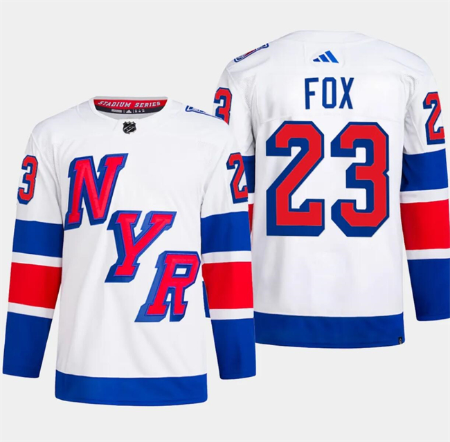 Personalized Men’s New York Rangers #23 Adam Fox White 2024 Stadium Series Stitched Jersey