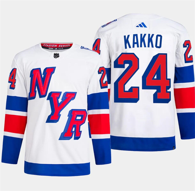 Personalized Men’s New York Rangers #24 Kaapo Kakko White 2024 Stadium Series Stitched Jersey