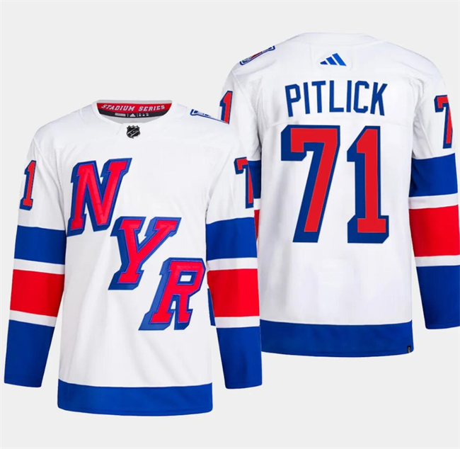 Personalized Men’s New York Rangers #71 Tyler Pitlick White 2024 Stadium Series Stitched Jersey