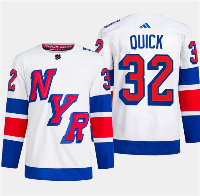 Personalized Men’s New York Rangers #32 Jonathan Quick White 2024 Stadium Series Stitched Jersey