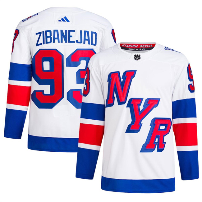 Personalized Men’s New York Rangers #93 Mika Zibanejad White 2024 Stadium Series Stitched Jersey