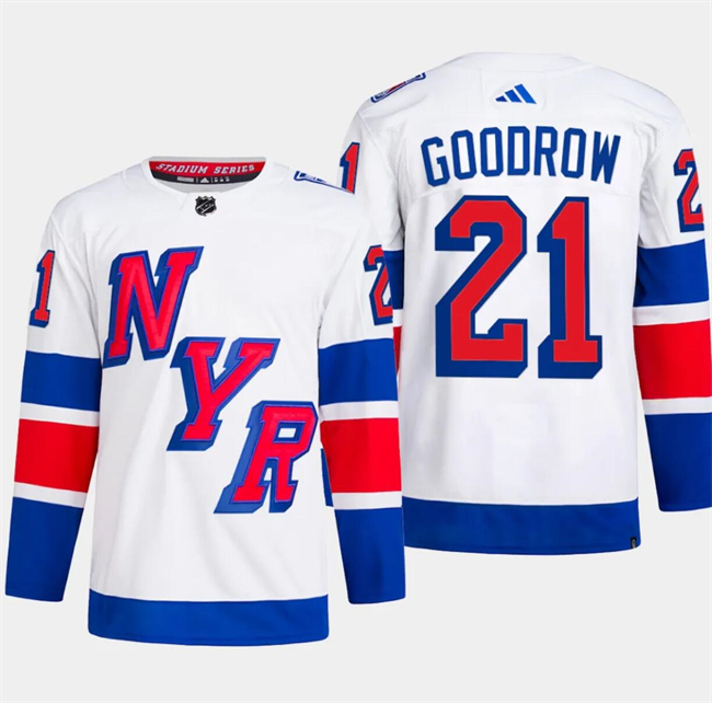 Personalized Men’s New York Rangers #21 Barclay Goodrow White 2024 Stadium Series Stitched Jersey