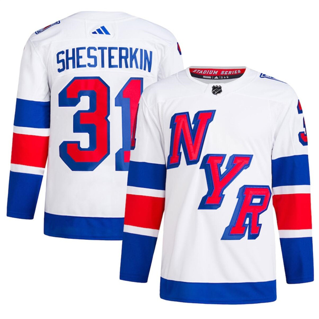 Personalized Men’s New York Rangers #31 Igor Shesterkin White 2024 Stadium Series Stitched Jersey