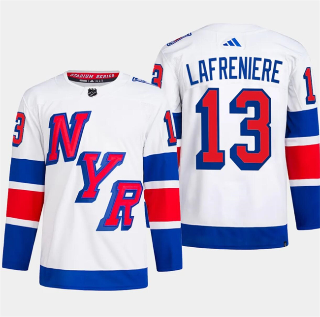 Personalized Men’s New York Rangers #13 Alexis Lafreniere White 2024 Stadium Series Stitched Jersey