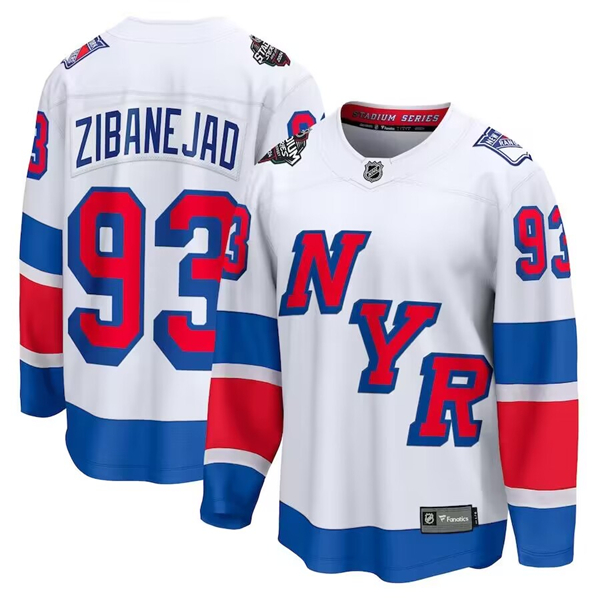 Personalized Men’s New York Rangers #93 Mika Zibanejad White 2024 Stadium Series Breakaway Stitched Jersey