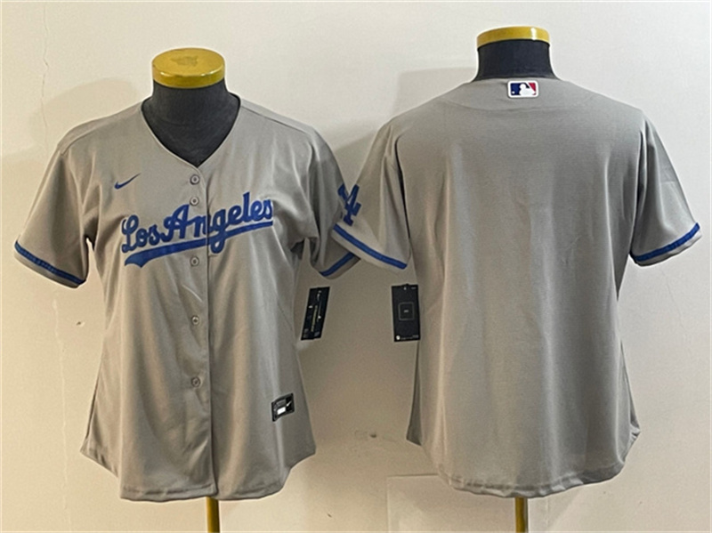 Personalized Women’s Los Angeles Dodgers Blank Grey Stitched Jersey(Run Small)