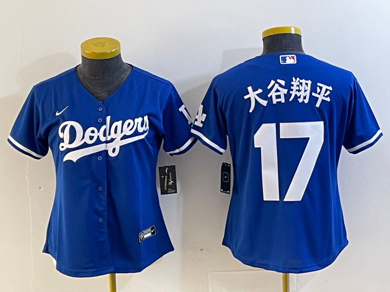 Personalized Women’s Los Angeles Dodgers #17 u5927u8c37u7fd4u5e73 Blue Stitched Jersey(Run Small)