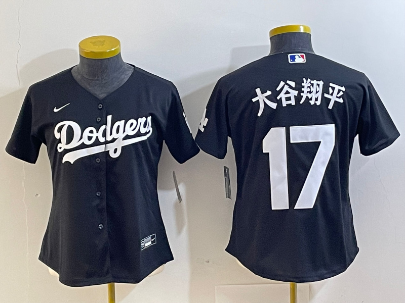 Personalized Women’s Los Angeles Dodgers #17 u5927u8c37u7fd4u5e73 Black Stitched Jersey(Run Small)
