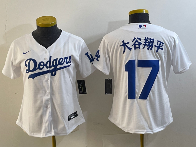Personalized Women’s Los Angeles Dodgers #17 u5927u8c37u7fd4u5e73 White Stitched Jersey(Run Small)