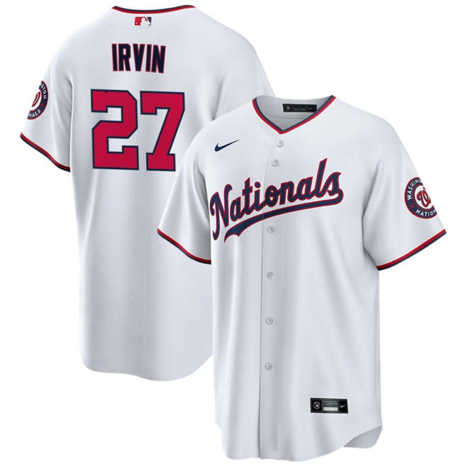 Personalized Men’s Washington Nationals #27 Jake Irvin White Cool Base Stitched Baseball Jersey
