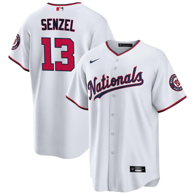 Personalized Men’s Washington Nationals #13 Nick Senzel White Cool Base Stitched Baseball Jersey