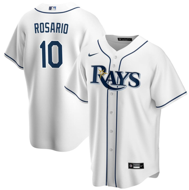 Personalized Men’s Tampa Bay Rays #10 Amed Rosario White Cool Base Stitched Baseball Jersey