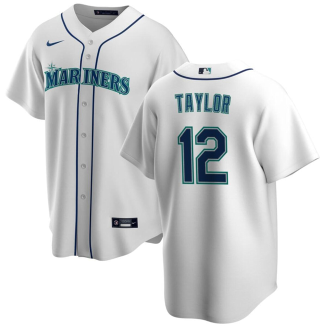 Personalized Men’s Seattle Mariners #12 Samad Taylor White Cool Base Stitched Jersey
