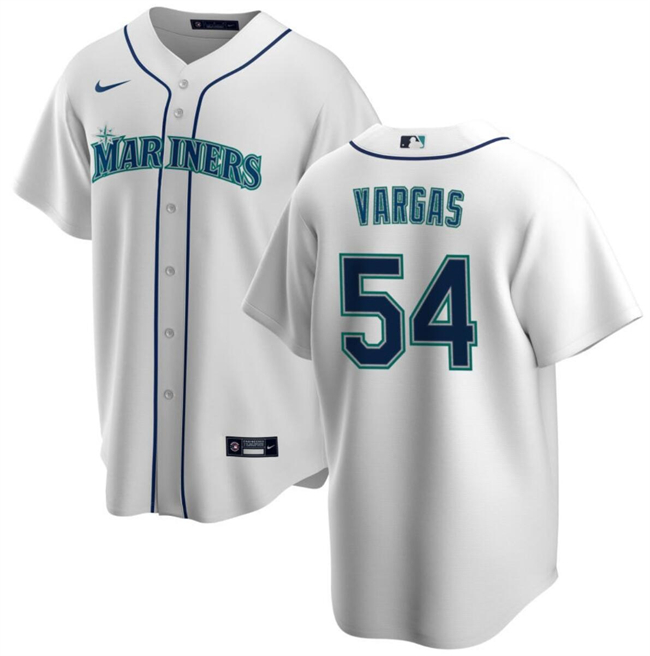 Personalized Men’s Seattle Mariners #54 Carlos Vargas White Cool Base Stitched Jersey