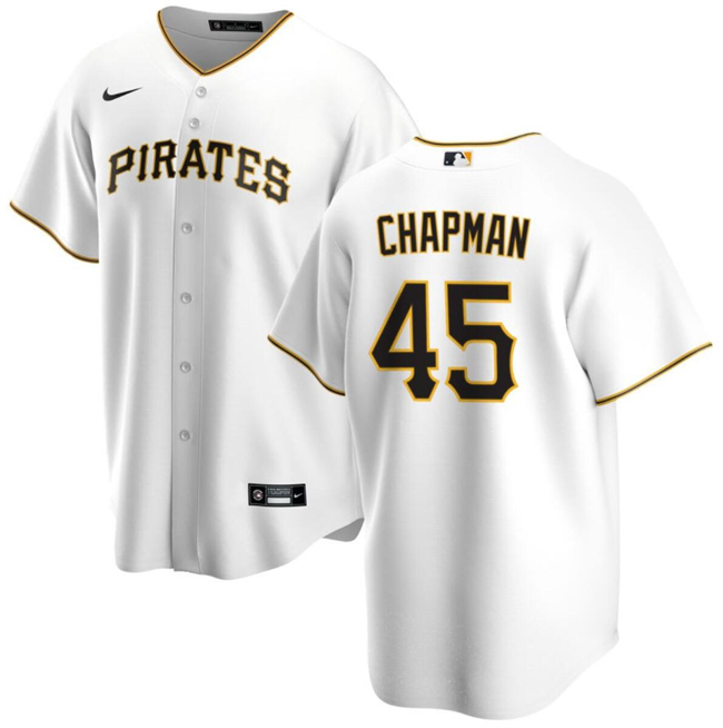 Personalized Men’s Pittsburgh Pirates #45 Aroldis Chapman White Cool Base Stitched Baseball Jersey