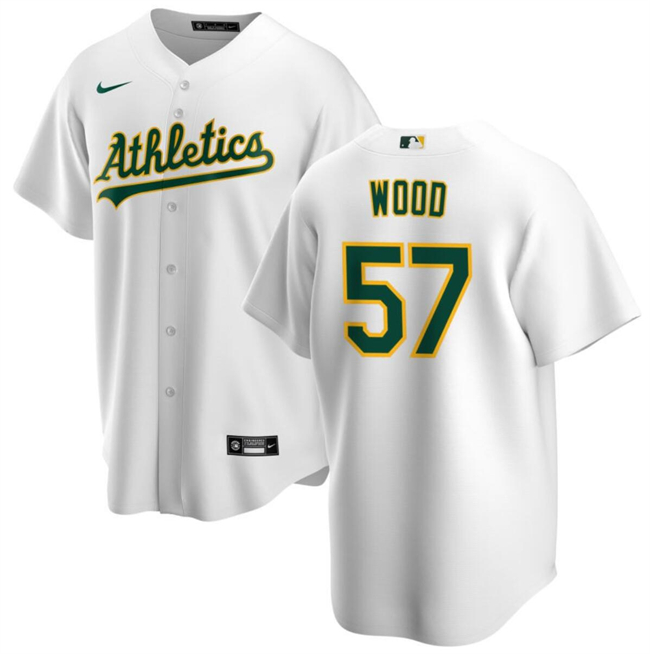 Personalized Men’s Oakland Athletics #57 Alex Wood White Cool Base Stitched Jersey
