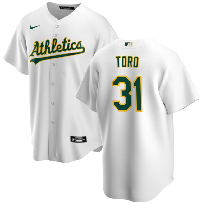 Personalized Men’s Oakland Athletics #31 Abraham Toro White Cool Base Stitched Jersey