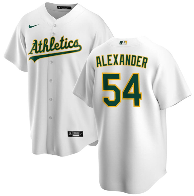 Personalized Men’s Oakland Athletics #54 Scott Alexander White Cool Base Stitched Jersey