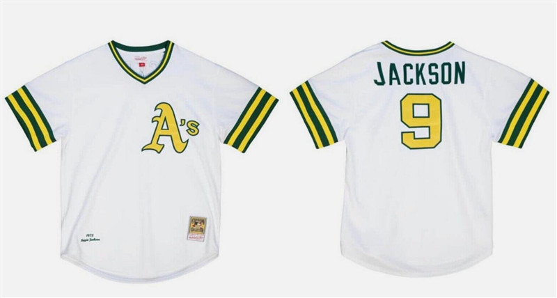 Personalized Men’s Oakland Athletics #9 Reggie Jackson White Mitchell & Ness Stitched Jersey