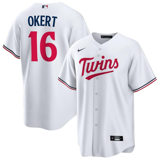 Personalized Men’s Minnesota Twins #16 Steven Okert White Cool Base Stitched Baseball Jersey