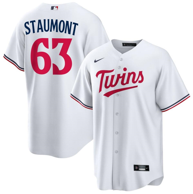 Personalized Men’s Minnesota Twins #63 Josh Staumont White Cool Base Stitched Baseball Jersey