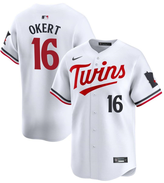 Personalized Men’s Minnesota Twins #16 Steven Okert White 2024 Home Limited Cool Base Stitched Baseball Jersey
