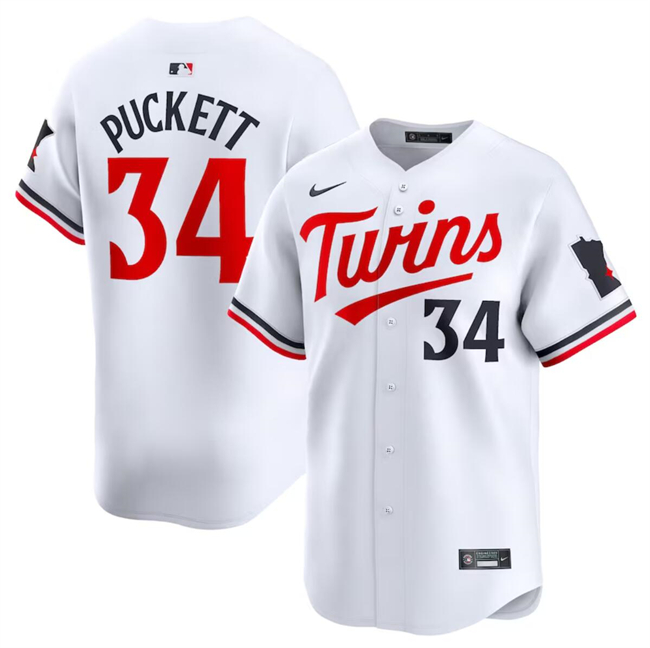 Personalized Men’s Minnesota Twins #34 Kirby Puckett White 2024 Home Limited Cool Base Stitched Baseball Jersey