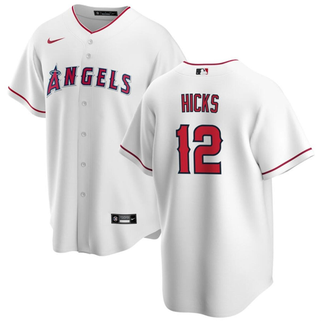 Personalized Men’s Los Angeles Angels #12 Aaron Hicks White Cool Base Stitched Jersey