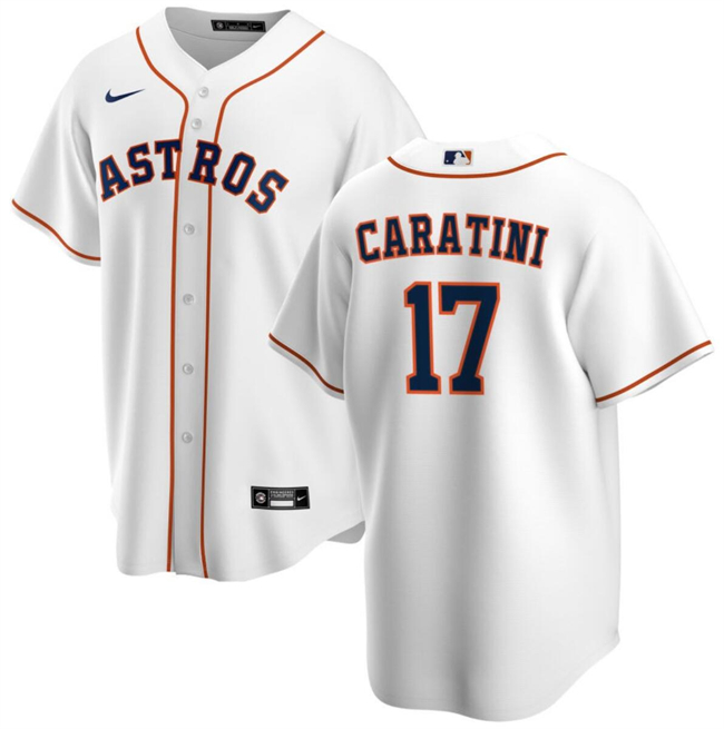 Personalized Men’s Houston Astros #17 Victor Caratini White Cool Base Stitched Baseball Jersey