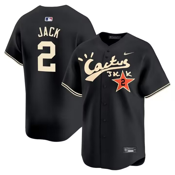 Personalized Men’s Houston Astros #2 David Jack Black Cactus Jack Premier Limited Stitched Baseball Jersey