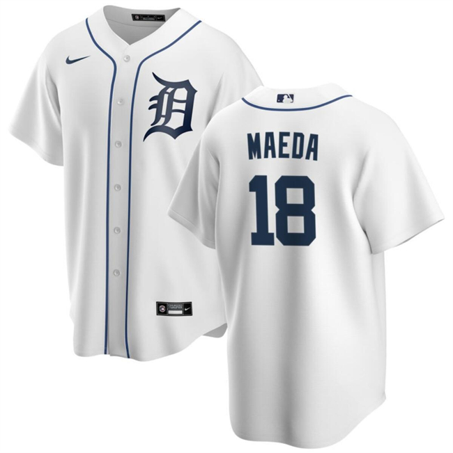 Personalized Men’s Detroit Tigers #18 Kenta Maeda White Cool Base Stitched Jersey