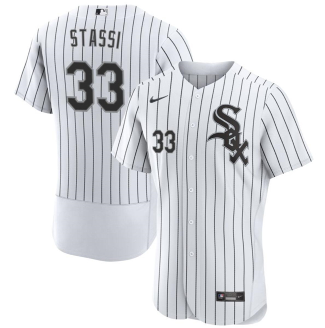 Personalized Men’s Chicago White Sox #33 Max Stassi White Flex Base Stitched Baseball Jersey