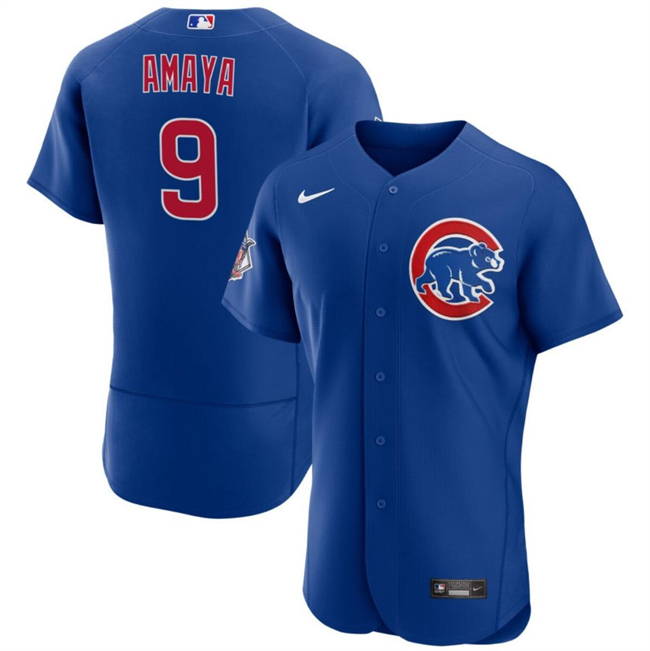 Personalized Men’s Chicago Cubs #9 Miguel Amaya Blue Flex Base Stitched Baseball Jersey