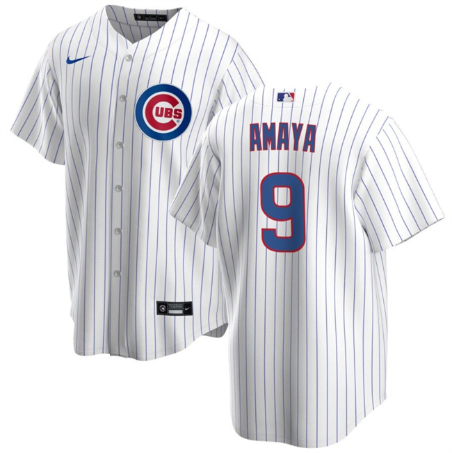 Personalized Men’s Chicago Cubs ##9 Miguel Amaya White Cool Base Stitched Baseball Jersey