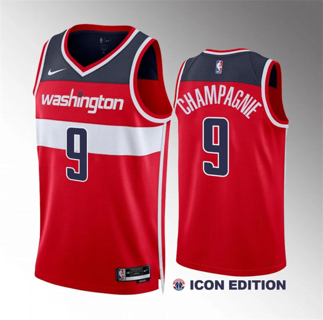 Personalized Men’s Washington Wizards #9 Justin Champagnie Red Icon Edition Stitched Basketball Jersey
