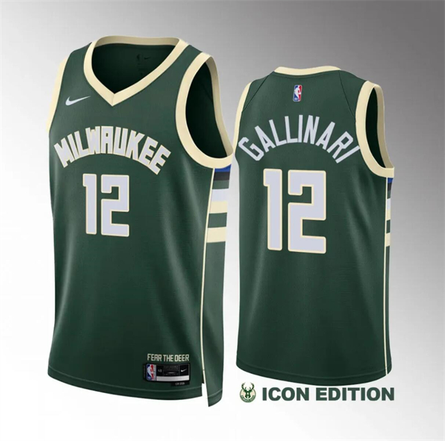 Personalized Men’s Milwaukee Bucks #12 Danilo Gallinari Green Icon Edition Stitched Basketball Jersey
