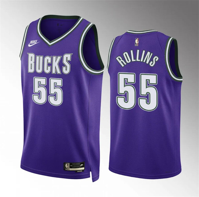 Personalized Men’s Milwaukee Bucks #55 Ryan Rollins Purple Classic Edition Stitched Basketball Jersey