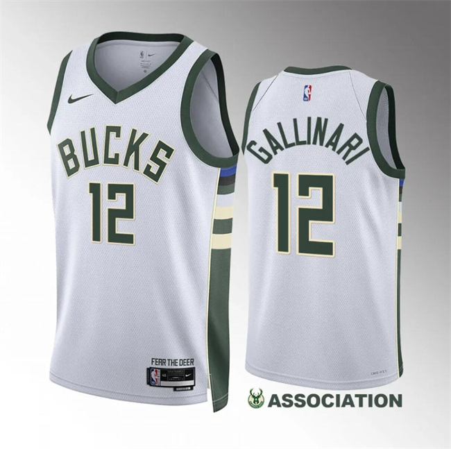 Personalized Men’s Milwaukee Bucks #12 Danilo Gallinari White Association Edition Stitched Basketball Jersey