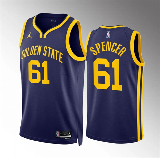 Personalized Men’s Golden State Warriors #61 Pat Spencer Navy Statement Edition Stitched Basketball Jersey